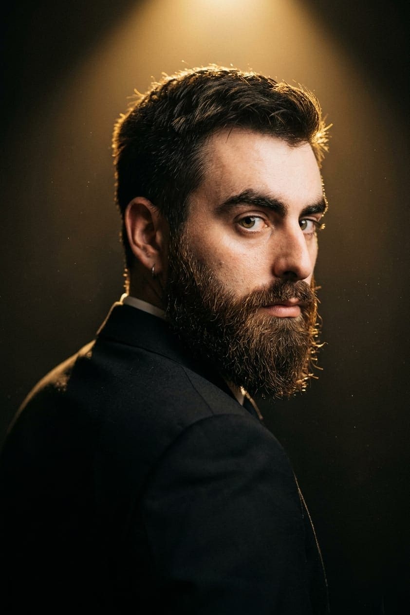 Cinematic Black Suit Portrait AI Prompt — Portrait AI prompt for Gemini