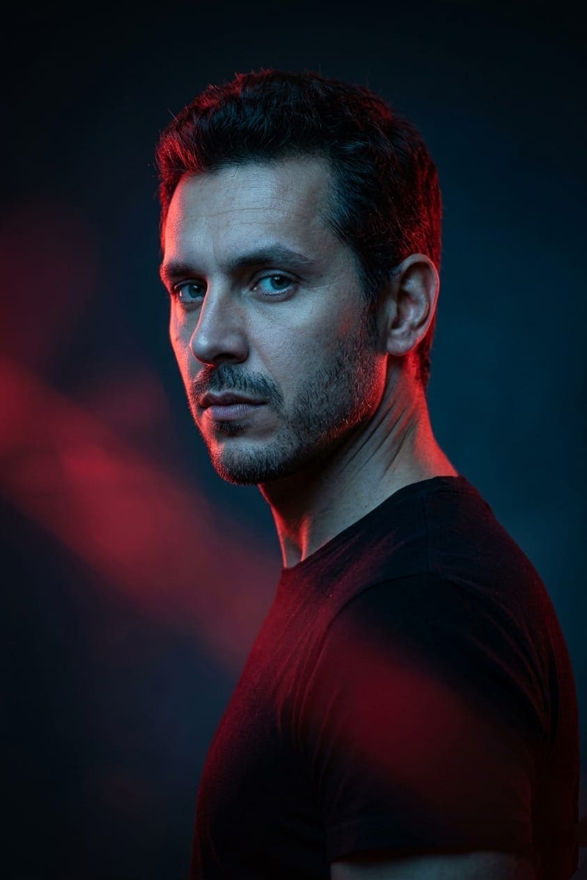 Cinematic Red & Blue Portrait AI Prompt — Portrait AI prompt for Gemini