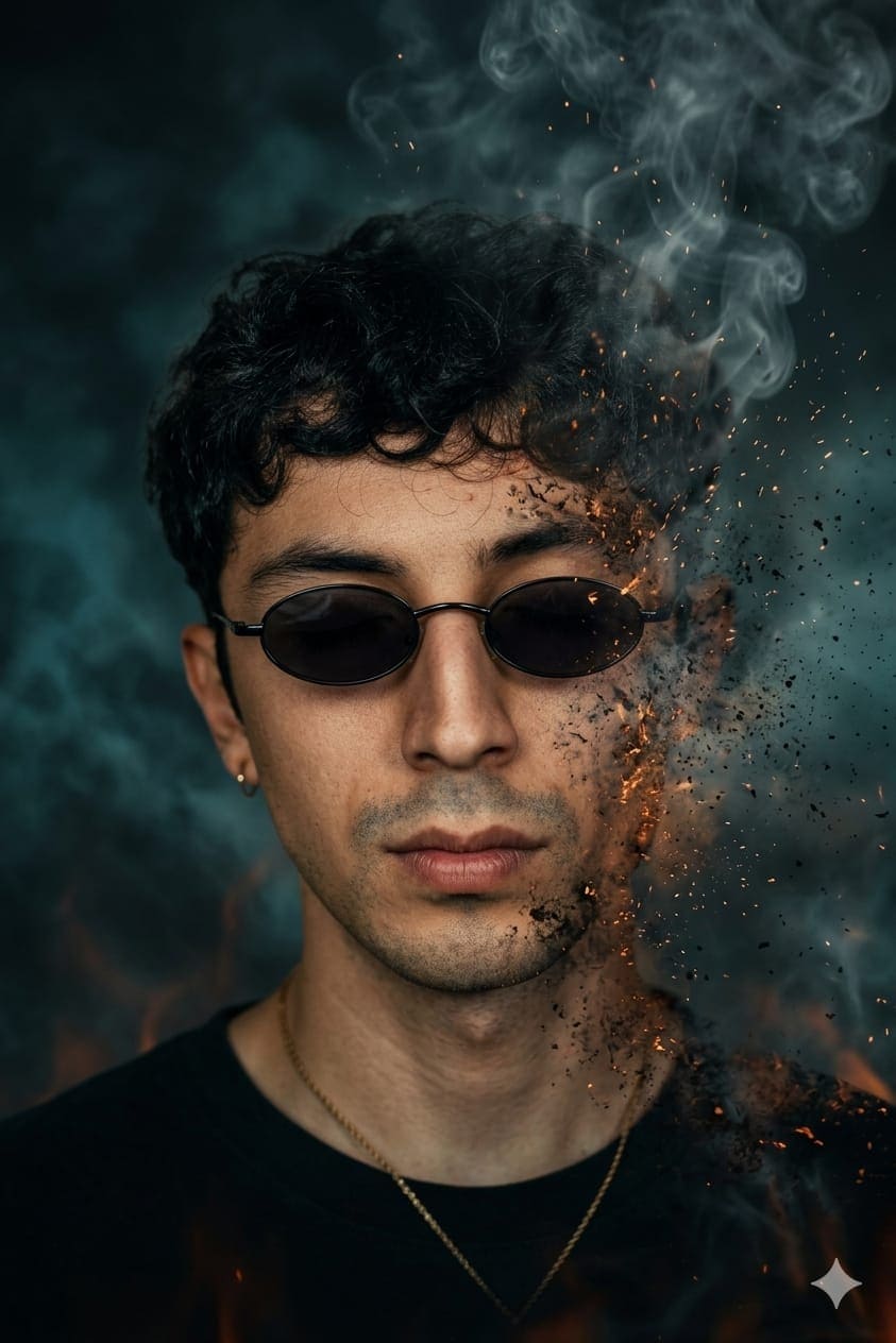 Cinematic Smoke Portrait — cinematic AI prompt for Gemini