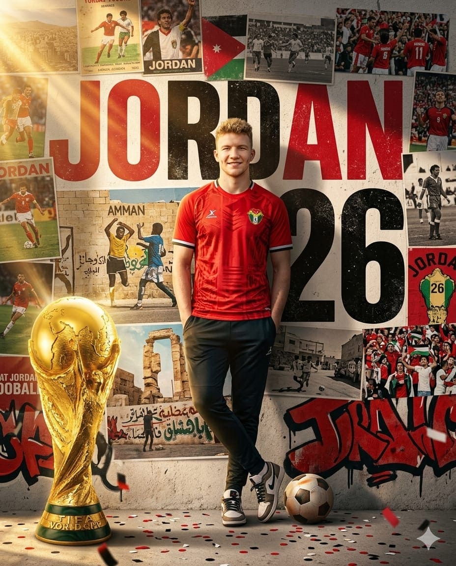 Jordan National Team World Cup 2026 Hyper-Realistic Sports Poster AI Prompt — FIFA World Cup AI prompt for Gemini