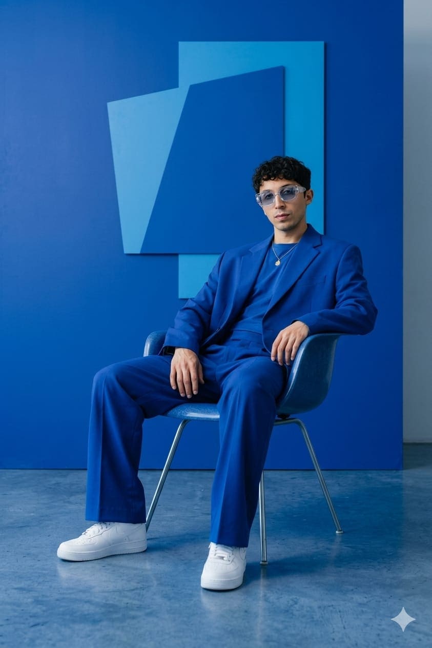Modern Blue Fashion Editorial Photoshoot Prompt — cinematic AI prompt for Gemini