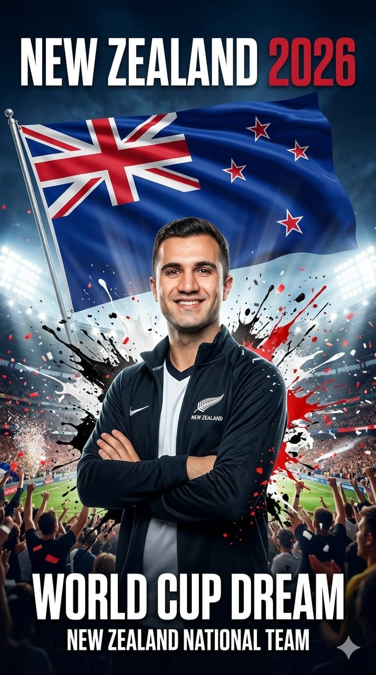 New Zealand World Cup 2026 Poster AI Prompt — FIFA World Cup AI prompt for Gemini New Zealand World Cup 2026 Poster AI Prompt — FIFA World Cup AI prompt for Gemini