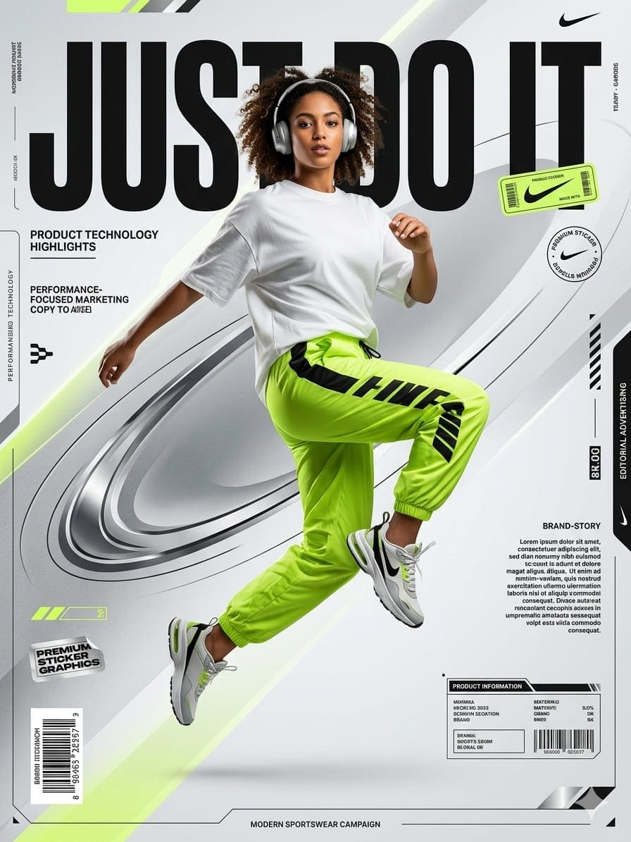 Nike-Inspired Streetwear Sneaker Advertisement AI Prompt — Posters AI prompt for Gemini